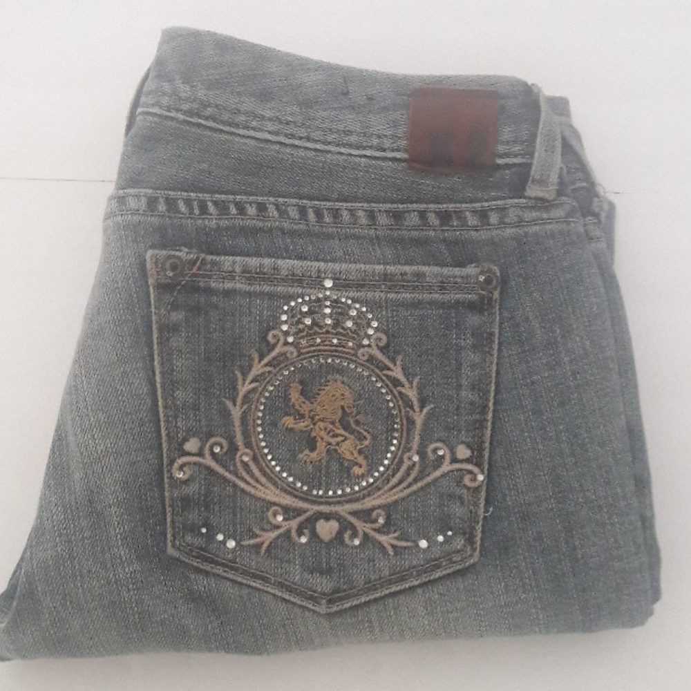 Express Stella Vintage 80's Capri's Rhinestone embellished pockets low rise Sz 4